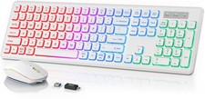 White Wireless Keyboard and Mouse Backlit Quiet Light Up Keys Rechargeable
