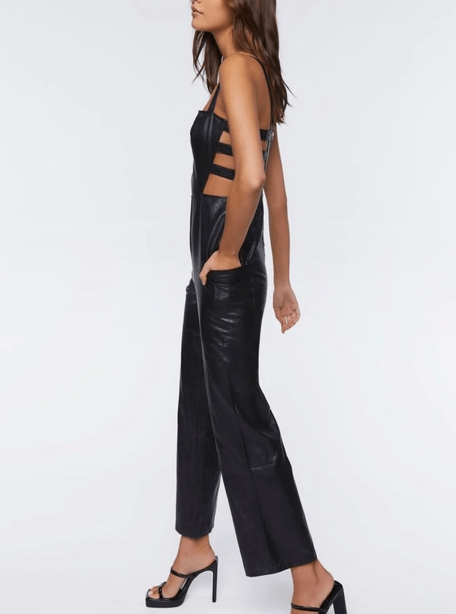 Striped Sequin Pop The Champagne Pocketed Sequin Jumpsuit Faux