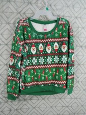 New No Boundaries Fluffy Sweatshirt Size M 7 9 Juniors Green Christmas Santa