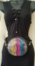 Multi-Color 2-Way Crossbody or Fanny Pack Purse w/ adjustable strap animal print