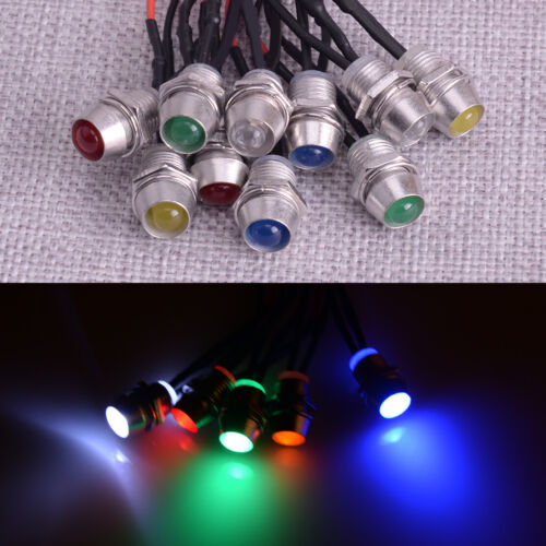 Lampe d'avertissement à LED 12V 8mm pour tableau de bord de bateau, 10PC