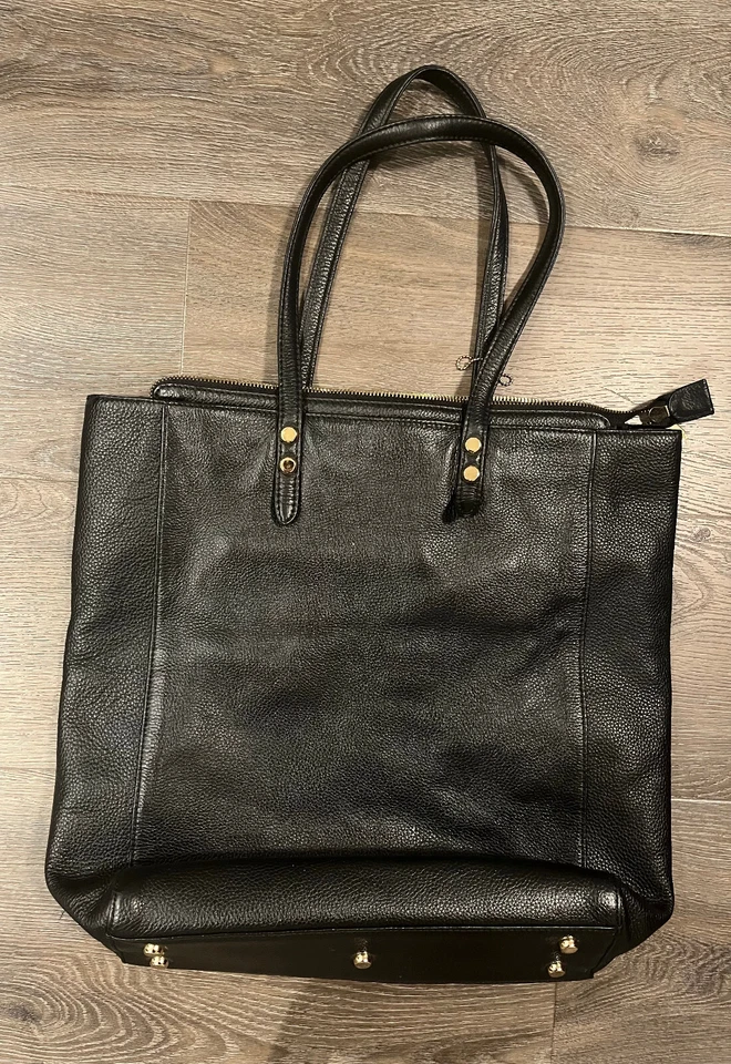 Christopher Kon Genuine Leather Black Large Shoulder Bag Tote Zip Top SPACIOUS! - Image 3 of 4