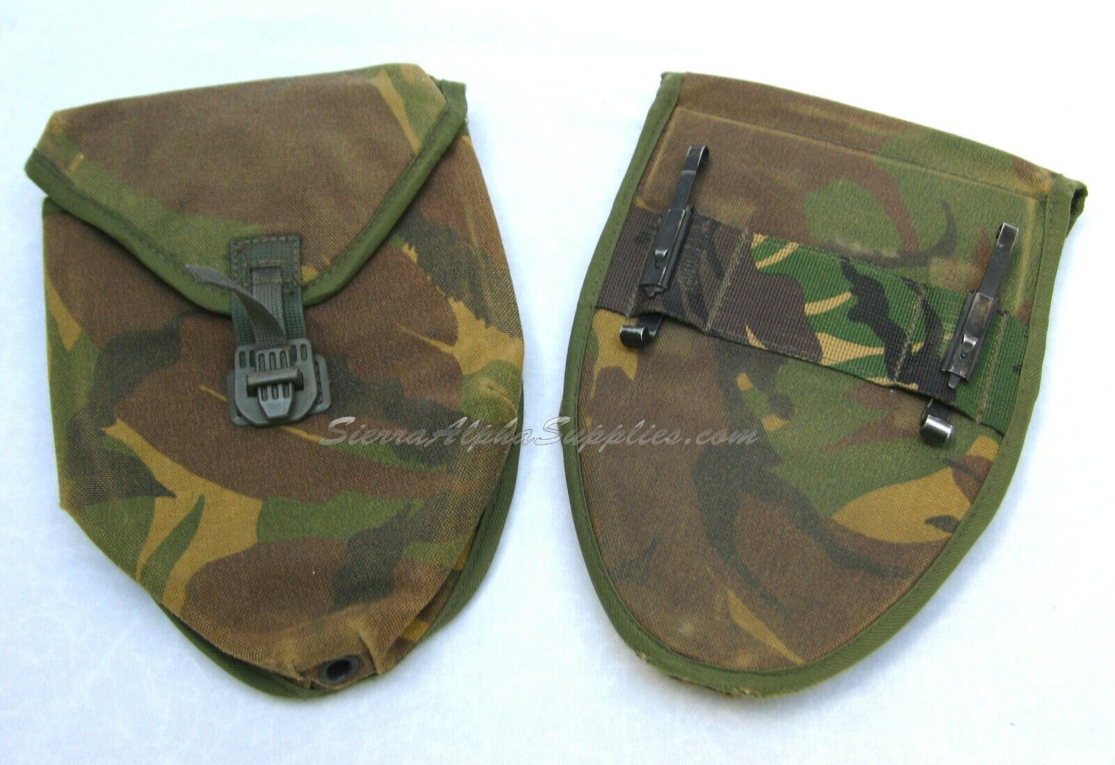 DUTCH ARMY SURPLUS ISSUE WOODLAND CAMOUFLAGE CORDURA ENTRENCHING TOOL WEB POUCH