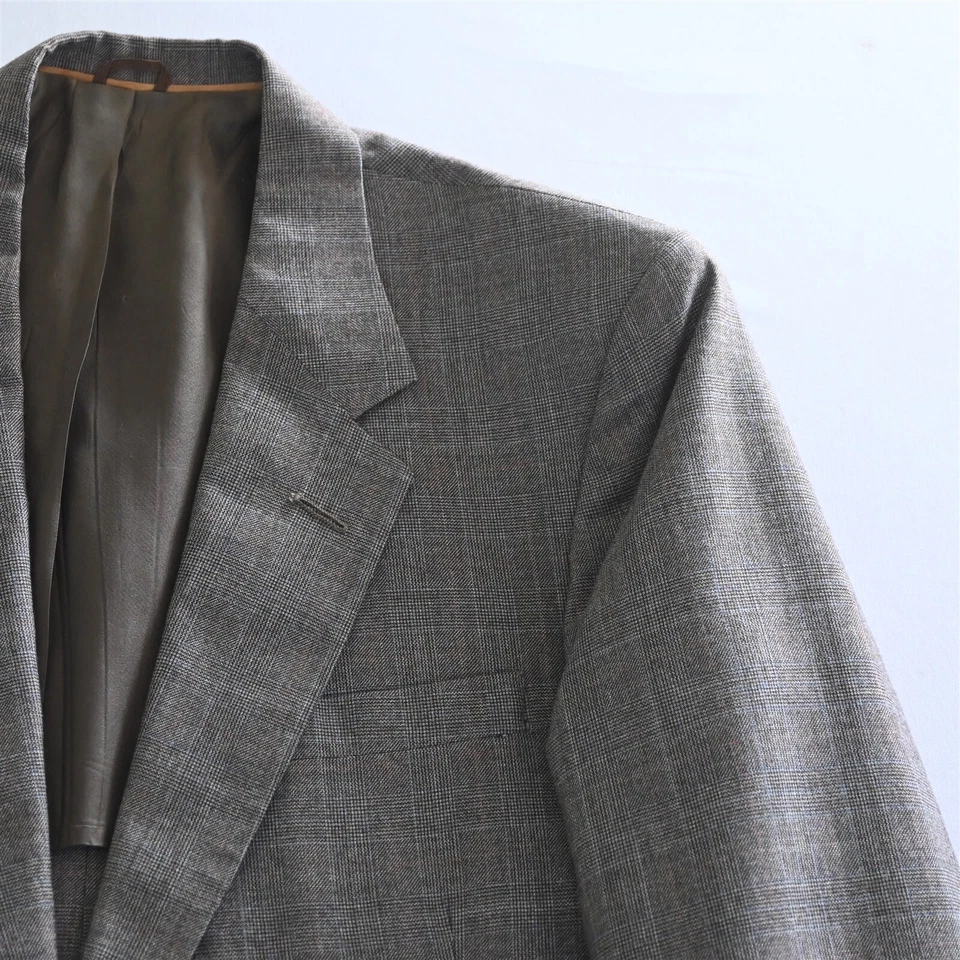Винтажный 40R 34 x 30 коричневый Glenn чек фланели шерсти Мужская куртка брюки костюм - Изображение 2 из 4