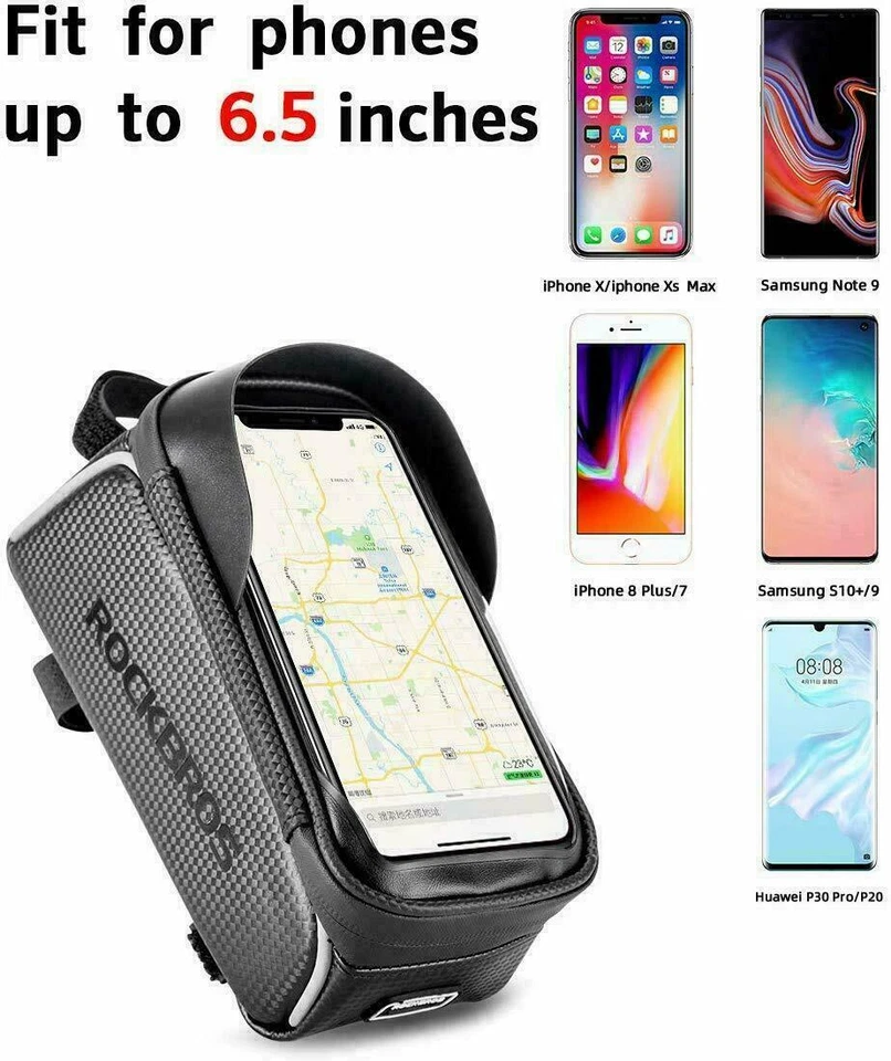 ROCKBROS Bike Front Top Tube Frame Bag MTB Waterproof Cycling Phone Holder Case - Image 2 of 4