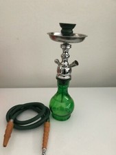 Collectible GREEN/GREEN Hose Hookah Water Vase Pipe Shisha Bong Glass 15" Set