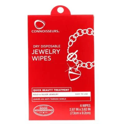 Lingette nettoyante pour bijoux en or et en argent. 6 Lingettes. Connoisseurs - Photo 1/2