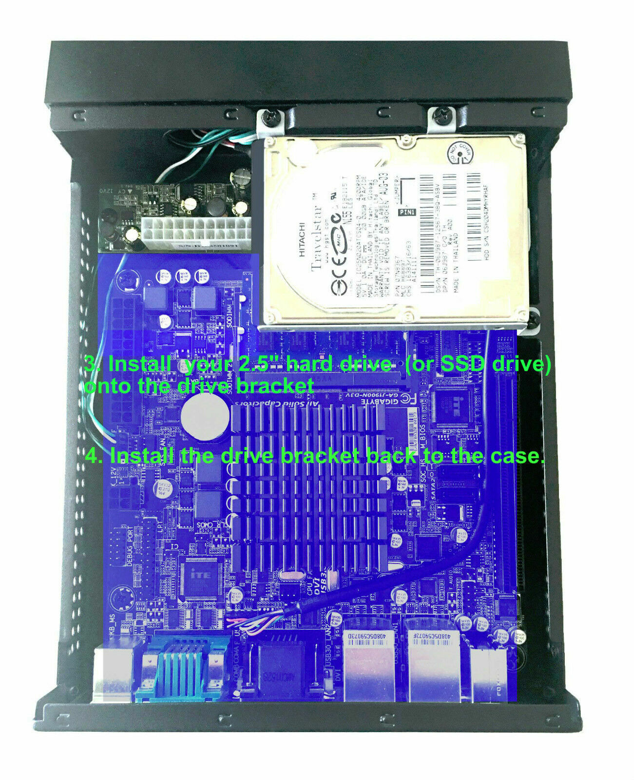 Mini ITX Silent HTPC mITX Media Center PC Case w/ 90W 12V DCtoATX