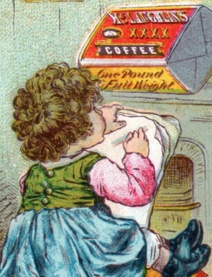 1870's-80's McLaughlin & Co. XXXX Coffee Adorable Baby Drawing Box P184