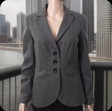 Worthington Size 8 Women's Grey Long Sleeve Single Breast Lined Blazer Jacket