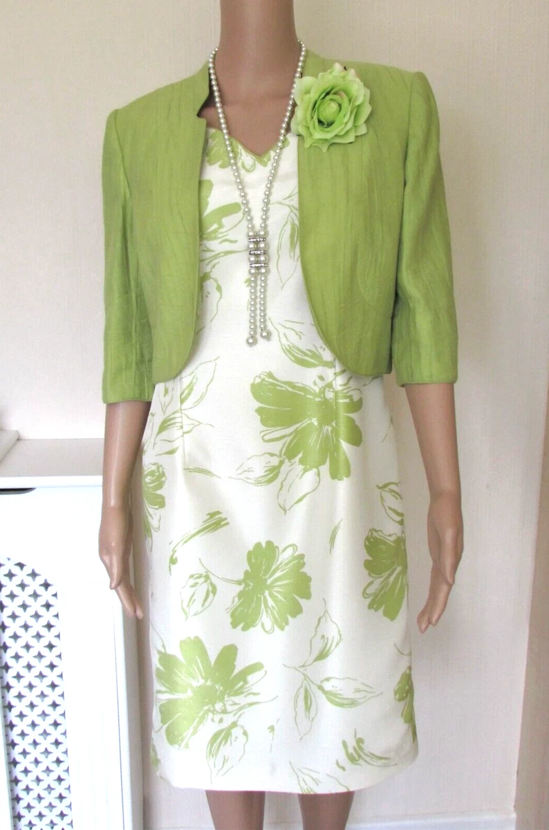 Jacques Vert Greengage Shantung Dress (Shortened) u0026amp; Matching Bolero UK  10 | eBay
