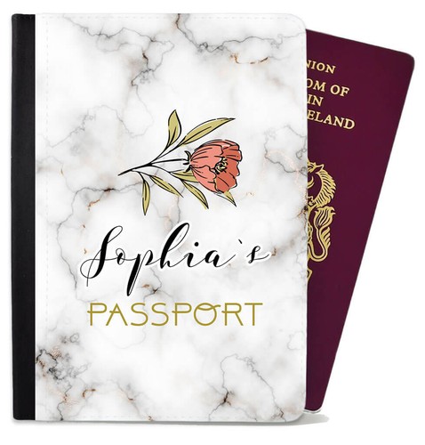 Funda de pasaporte de diseño floral personalizada cualquier nombre regalo vacaciones 24 - Imagen 10 de 23