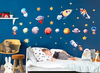 Solar System Space Planets Earth Asteroids Spaceship Rocket Astronaut Wall decor