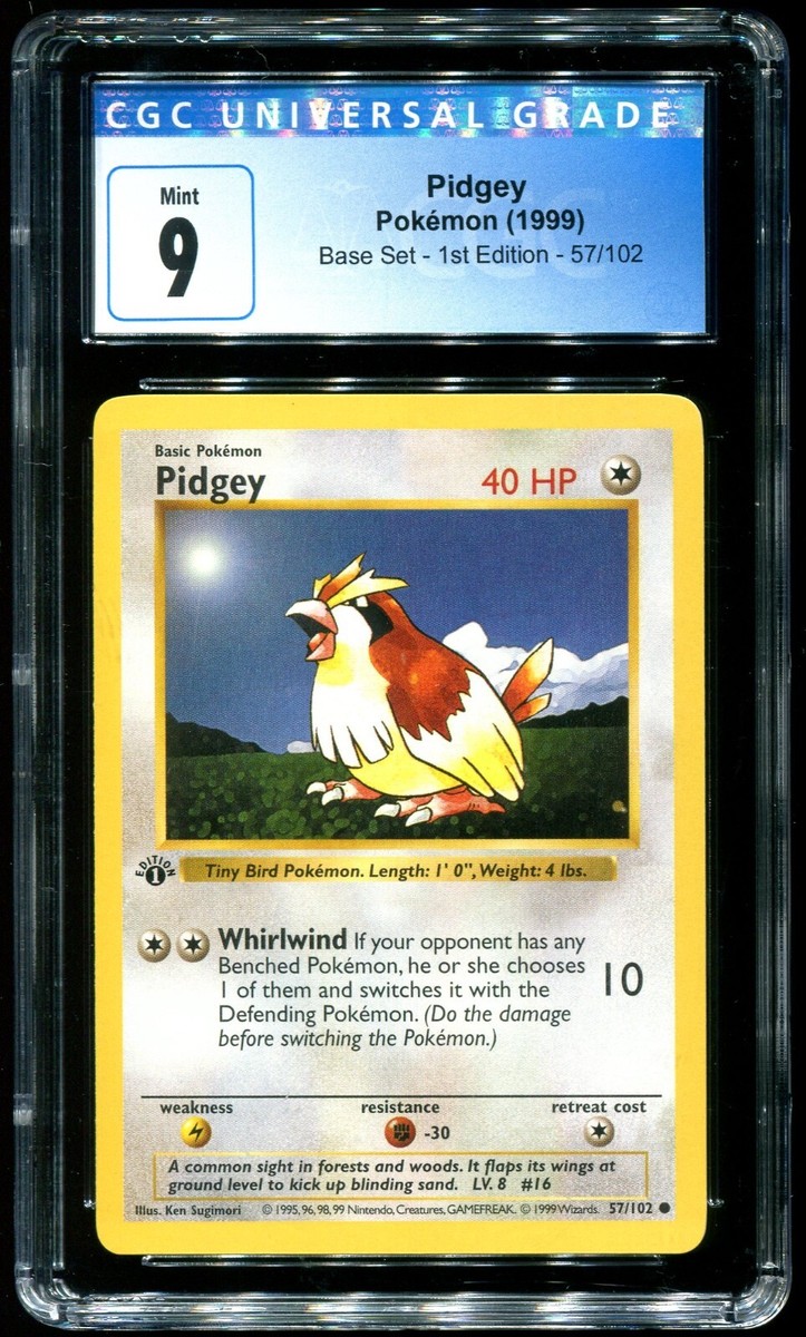 CGC 9 Pidgey 1st Edition Shadowless Base Set 1999 Pokemon CGC 9 Pidgey 1st Edition Shadowless Base Set 1999 Pokemon