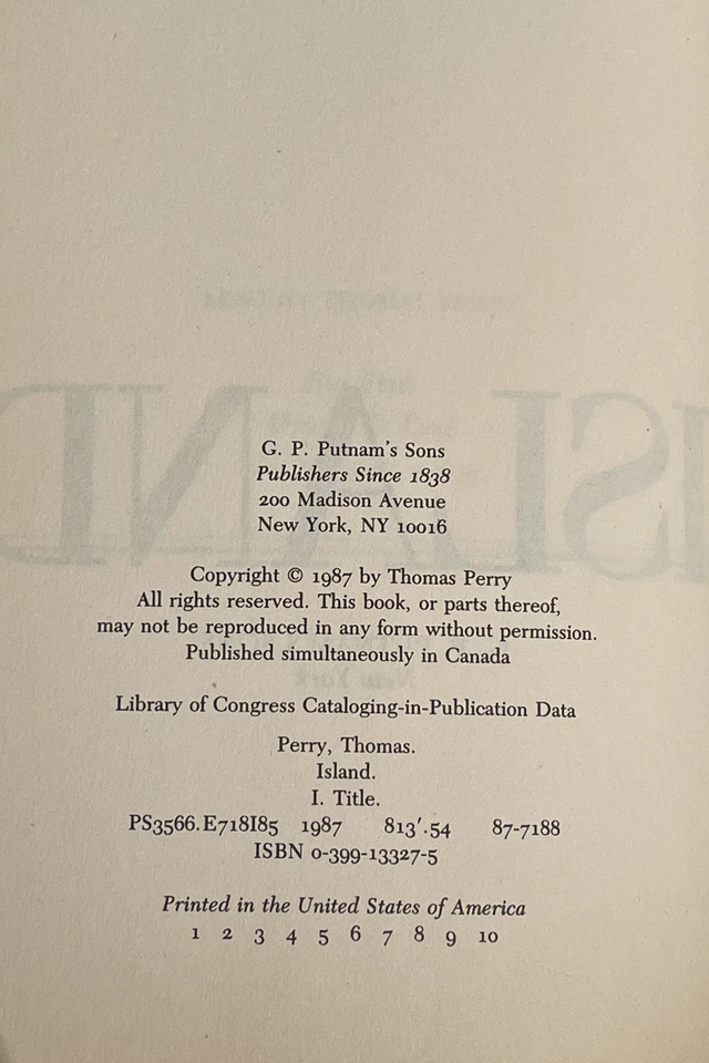 Vintage 1987 Island by Thomas Perry HC/DJ 1st Edition First VTG Foto 4 de 4