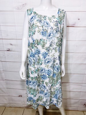 Connected Apparel Womens Midi Summer Dress Sz 22W Sheer Floral Lined Sleeveless