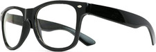 Retro Nerd Costume Glasses - Oversized Black Hipster Eyeglasses with Clear Lens