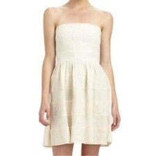 BCBGMaxAzria Rose Whisper Dorothea Strapless Lace Dress Size 2