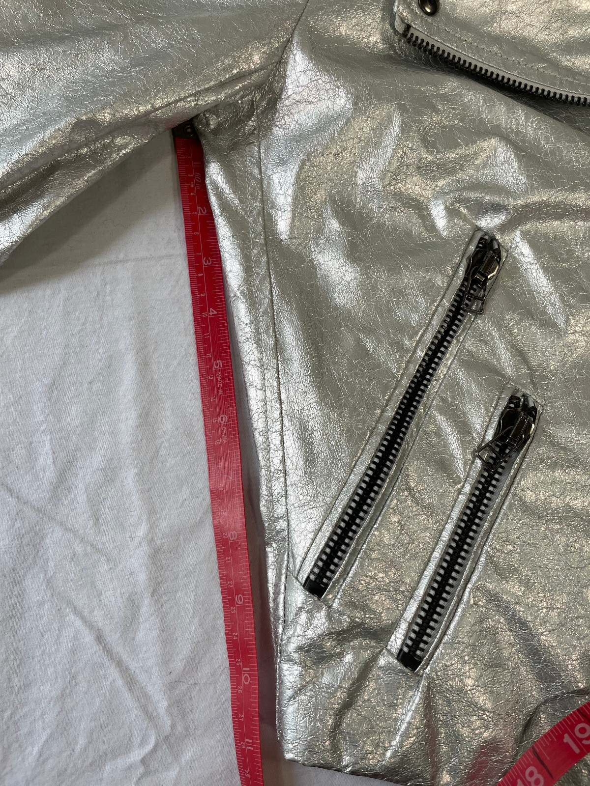 Zara basic bomber jacket metalic silver size  S - image 17