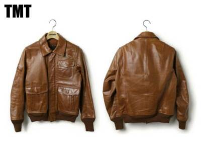 Used TMT A-2 Goat Leather Flight Jacket L Size W49.5cm L61cm Brown