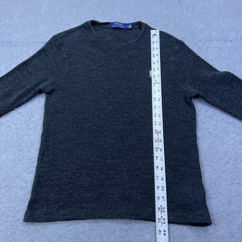 Polo Ralph Lauren Thermal Shirt Large*** Charcoal Waffle Crew Cotton Long Sleeve - Picture 5 of 11