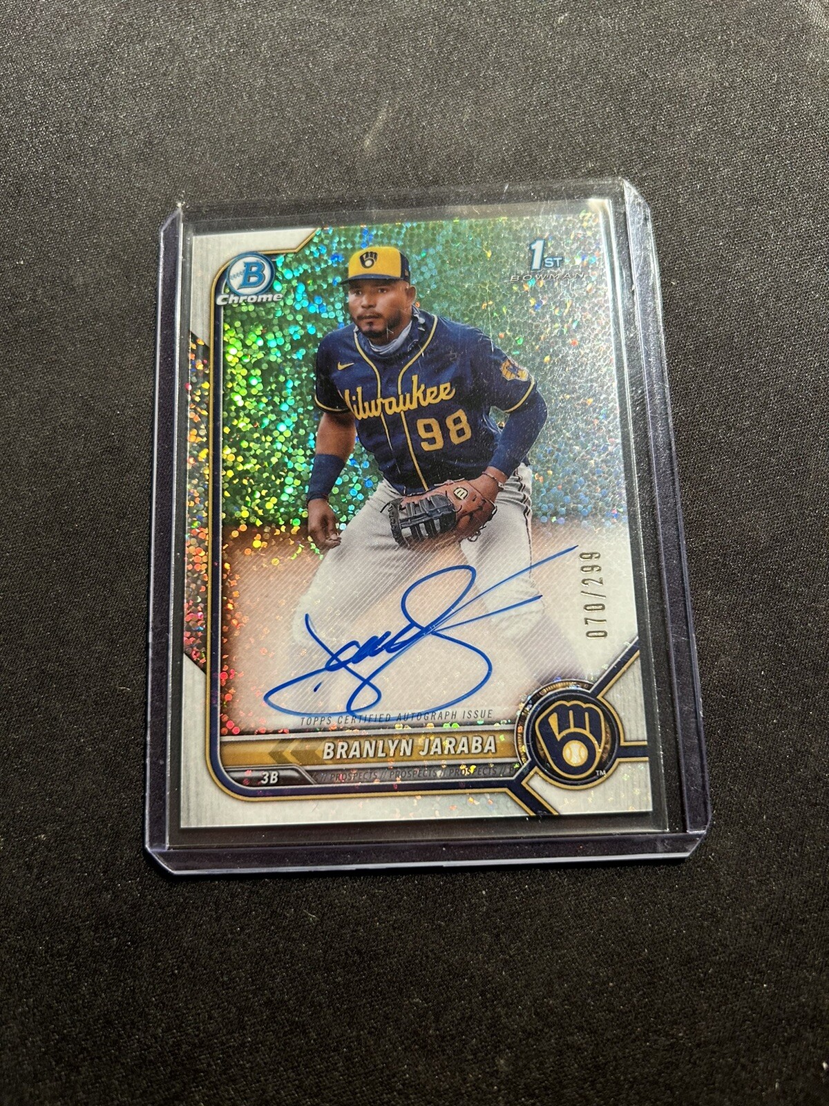 2022 Bowman Chrome Prospect Speckle Refractor /299 Branlyn Jaraba #CPA-BJ Auto