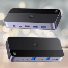 USB 3.0 4K KVM Switch - 4-USB Ports 4K@60Hz for 2 Computers -5 Cables #725