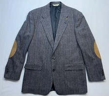 EVAN-PICONE Wool Tweed Jacket Mens 42R Gray Herringbone 2 Button Made USA  READ