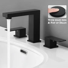 Black 8in Widespread Bathroom Faucet 3 Hole Sink Vanity Faucet Dual Handle Mixer