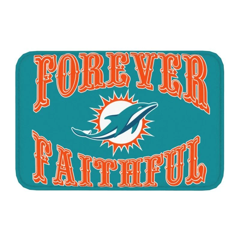 Forever Faithful Miami Dolphins Floor Mat Home Decorative
