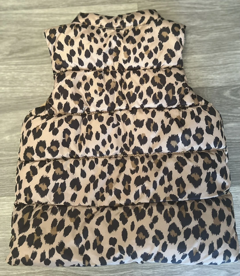Antiguo Azul Marino - Chaleco Acolchado para niña Talla 4T 4A LEOPARDO Foto 4 de 4