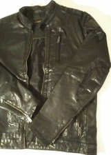 Real Leather Biker Jacket Black Size L, Reserved