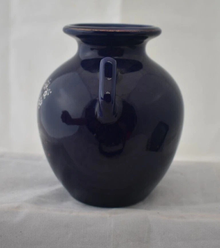 Vintage Porcelain Cobalt Blue & Gold Kutani Vase Urn Floral, Japan (B11) - image 2 of 4