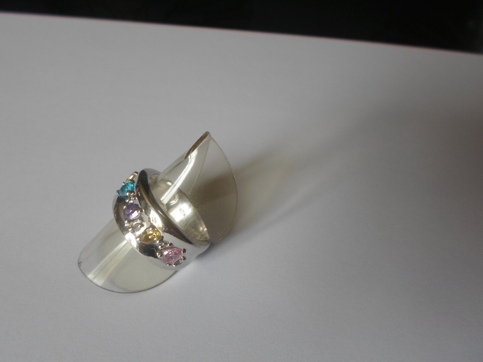 solid silver ring, multi-stone, size 53 - image 7