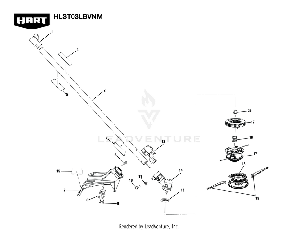 HART 40V STRING TRIMMER Bump Feed Trimmer Head for Straight Shaft ...