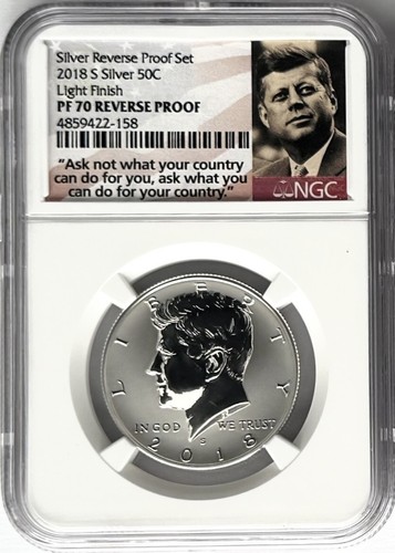 2018 S REVERSE PROOF SILVER KENNEDY HALF DOLLAR 50C LIGHT FINISH NGC PF70