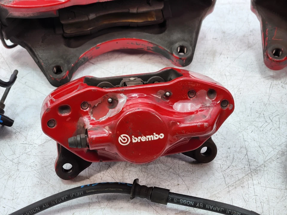 ✅08-15 Juego de pinzas de freno delanteras traseras rojas OEM Mitsubishi Evolution Foto 4 de 4