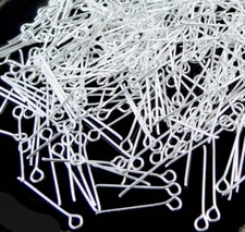Bulk 500 Eyepins Silver Plated Steel Eye Pins 21 Gauge 20mm long