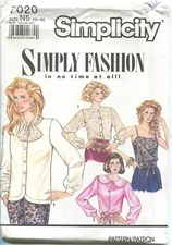 SIMPLICITY 7020 MISSES' BLOUSE & CAMISOLE W/ VARIATIONS SZ 10-18 UNCUT 1990
