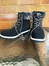 Vty Men's Black Ankle Bootie Lace-Up Faux Fur Lined UK 6 EU 40 US 8