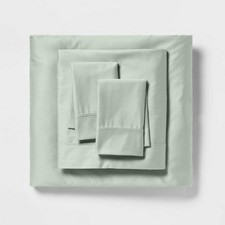 Full Solid Performance 400 Thread Count Sheet Set Green - Threshold  : Cotton Sat