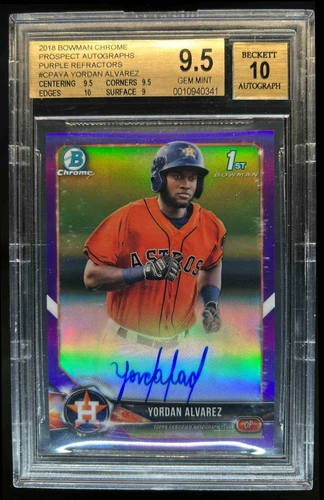 2018 Bowman Chrome Yordan Alvarez Auto Purple Refractor #/250 BGS 9.5/10