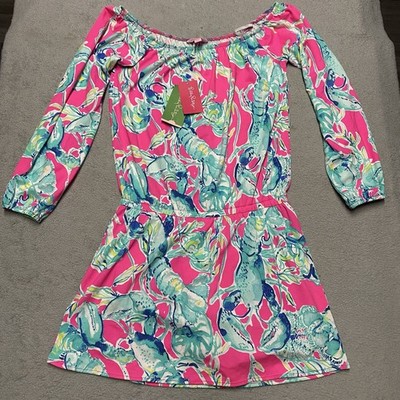 Lilly Pulitzer Lana Skort Romper XS Raz Berry Lobsters In Love NEW