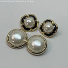 VNTG Gold Tone Faux Pearl & Enamel Clip on Earrings 37.2g — photo 1