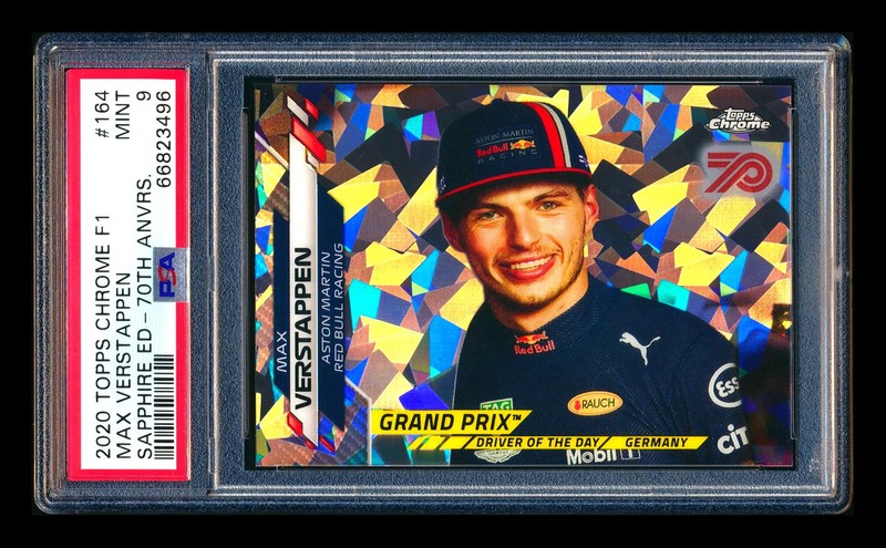 2020 Topps Chrome Sapphire F1 #164 Max Verstappen RC 70th Refractor #56/70 PSA 9