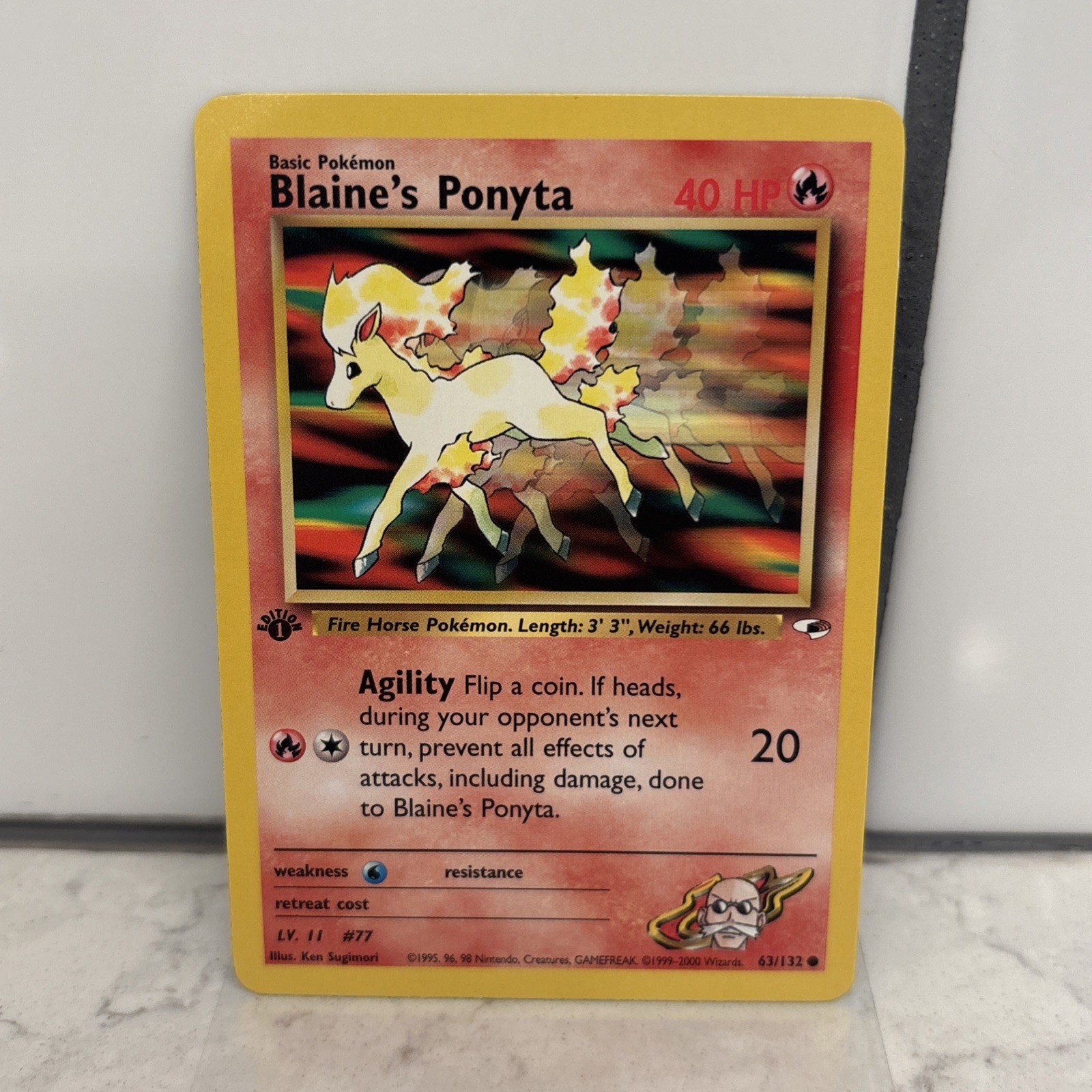 1st Edition Blaine's Ponyta 63/132 Pokemon Gym Heroes NM