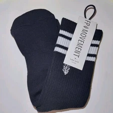 Free People Women's One Size - Tube Socks Movement Logo Stripe Black Lucky Honey