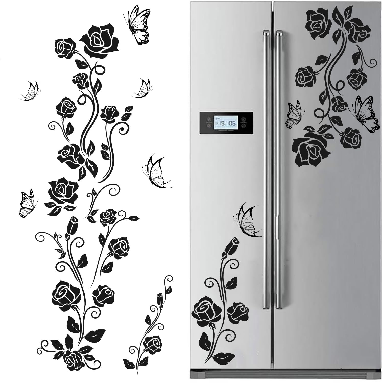 Stickers Rose Noire pour Cuisine et Réfrigérateur | Décoration Murale en PVC Exclusif 60x90cm