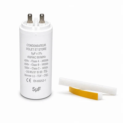 Condensateur 5µF 5uF pour moteur volet roulant store Somfy - Photo 1/3