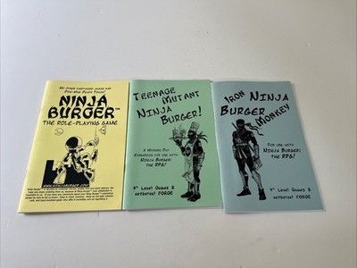 9th Level RPG Ninja Burger the Role-Playing Game Plus 2 Expansions VG+
